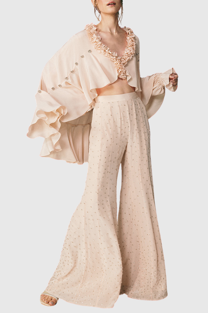 Zillah Ruffle Top & Crystal Pants Set