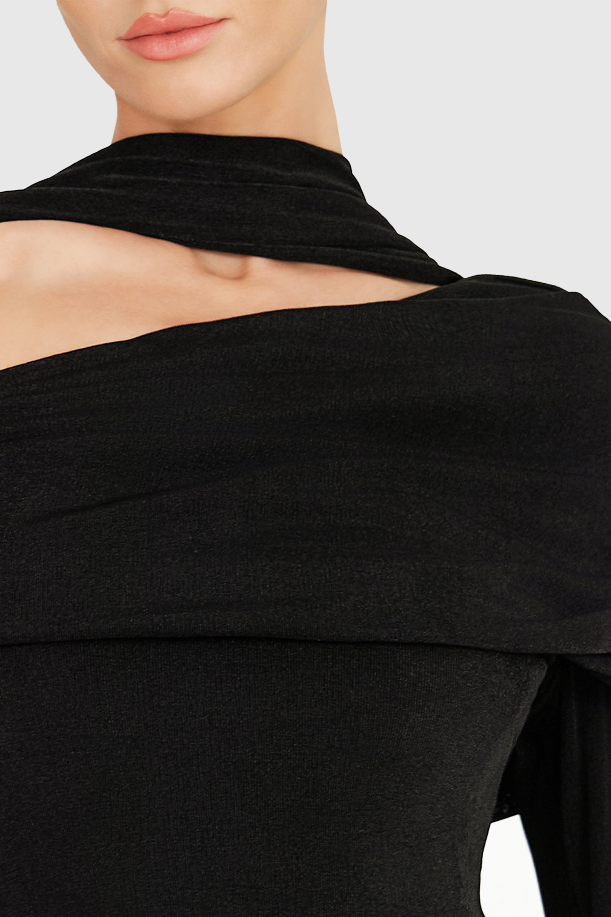Zisel Pearl Trim Cutout Ruched Maxi Dress - Black