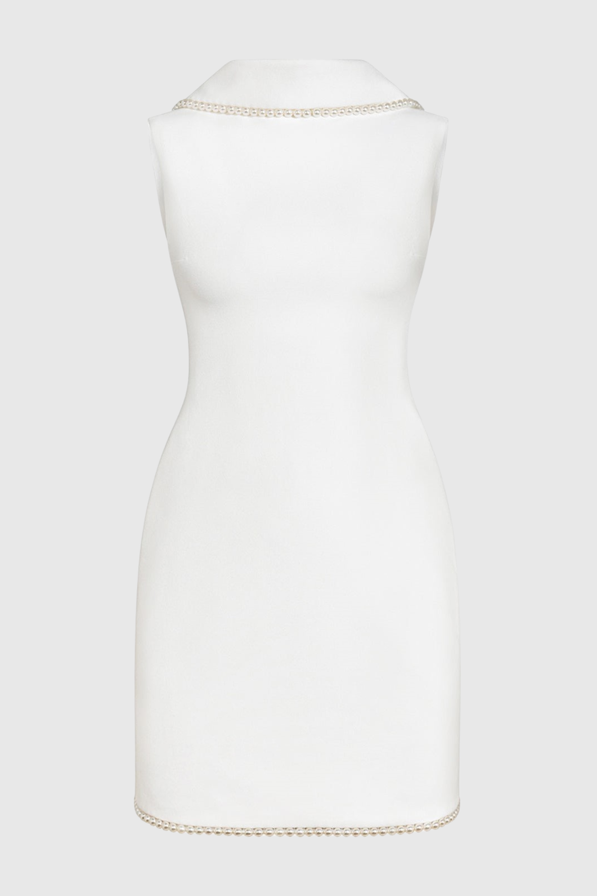 Zisel Pearl Trim Shawl Mini Dress - White