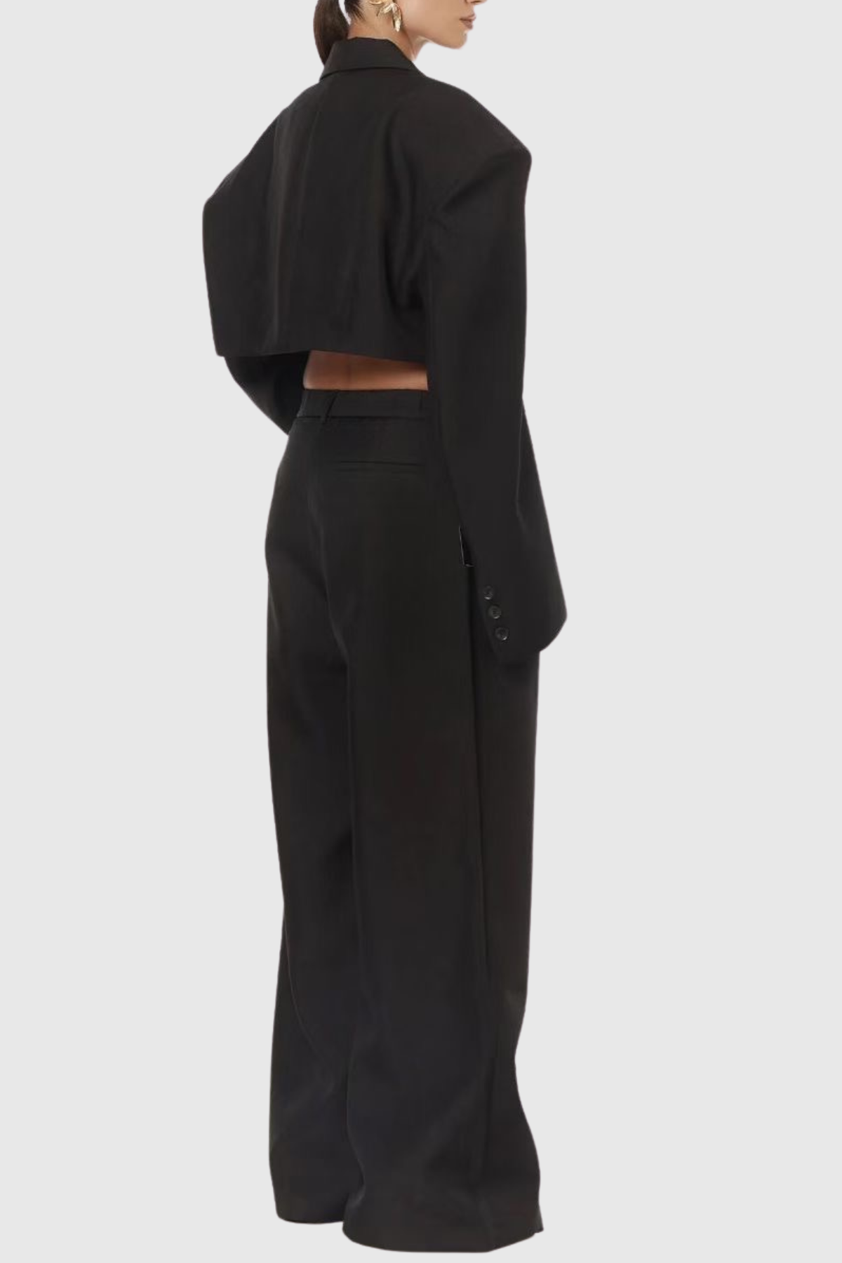 Ziyare Cropped Blazer & Trousers Set - Black