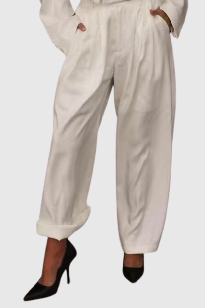 Ziyare Cropped Blazer & Trousers Set - White