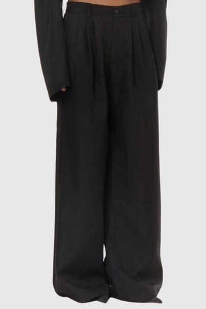 Ziyare Cropped Blazer & Trousers Set - Black