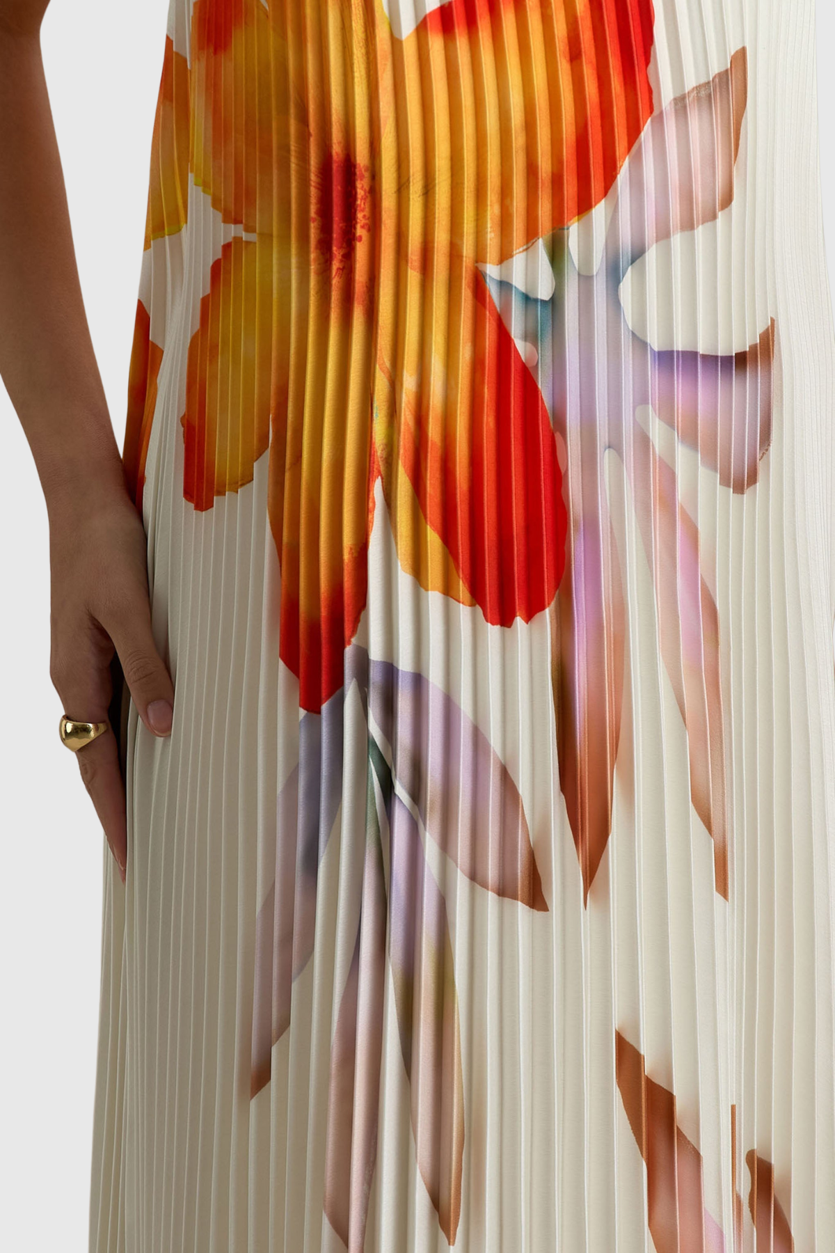 Zorana Floral Strapless Pleated Maxi Dress
