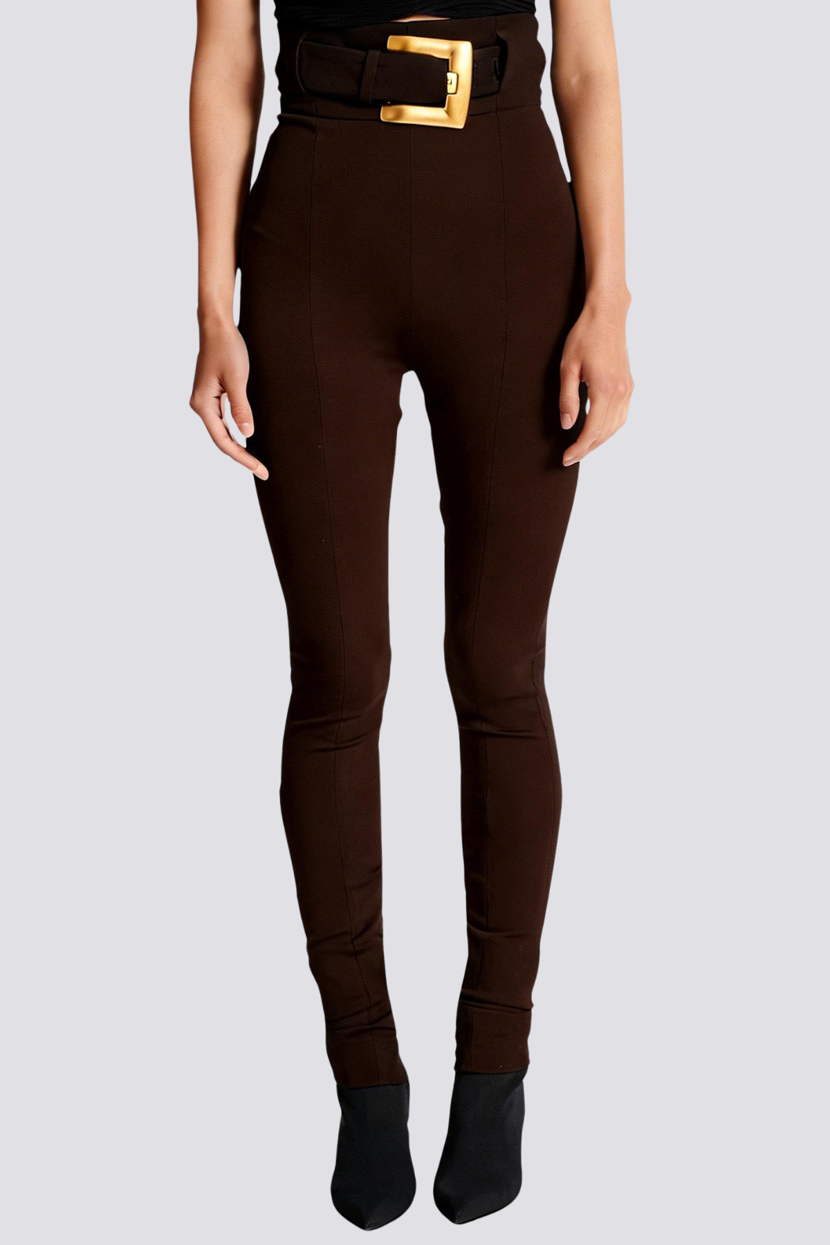 Zuko Gold Belted Leggings - Brown