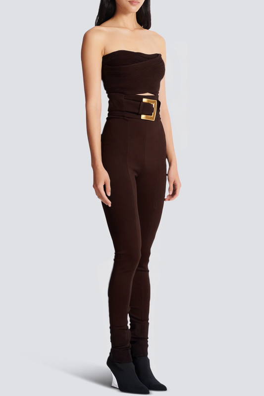 Zuko Gold Belted Leggings - Brown