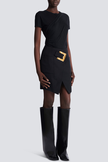 Zuko Gold Belted Mini Skirt - Black