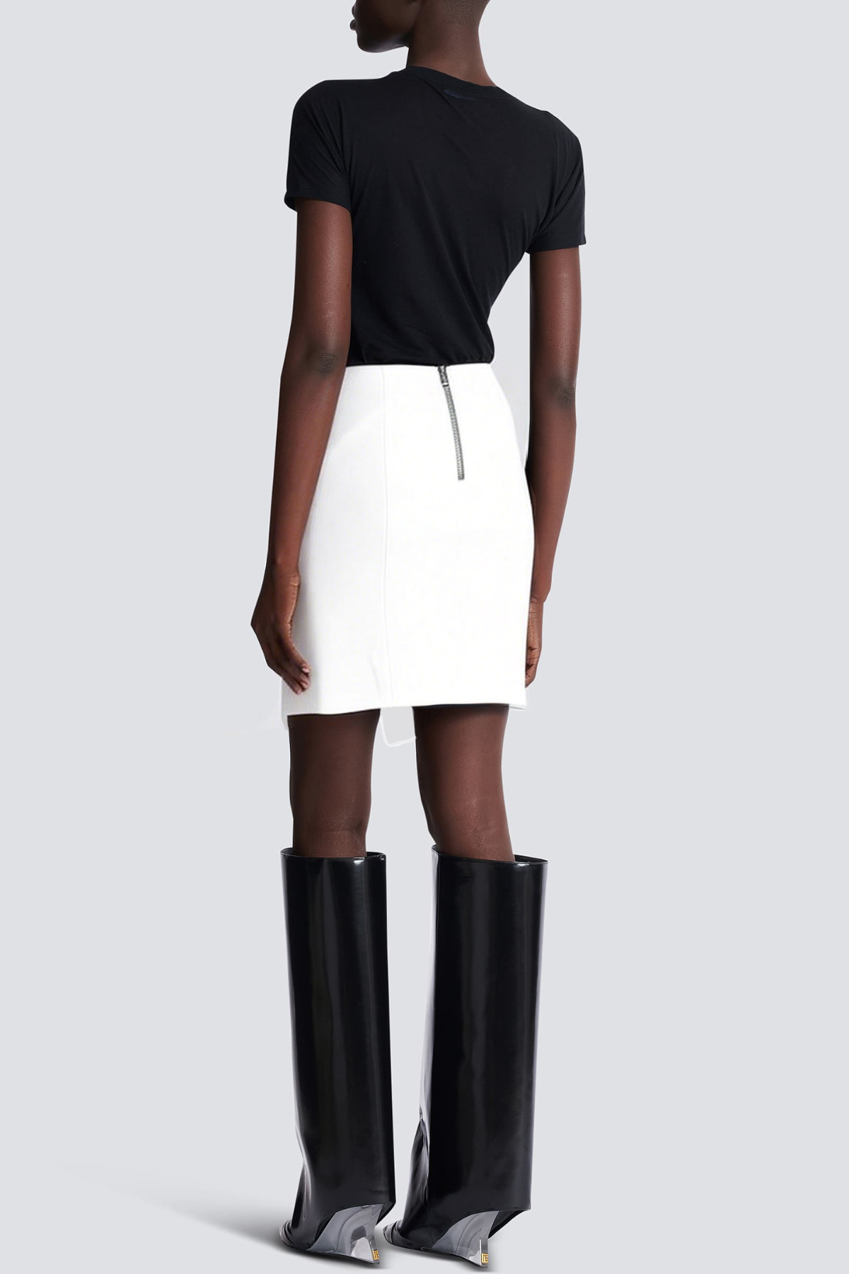 Zuko Gold Belted Mini Skirt - White