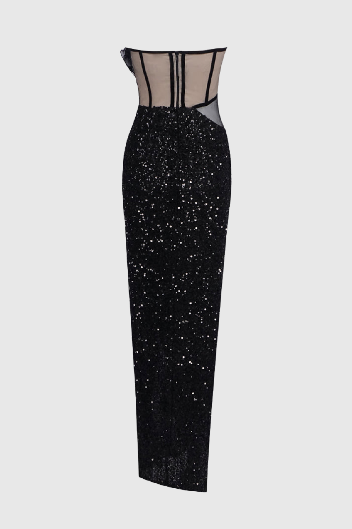 Zully Strapless Ruffle Sequin Maxi Dress