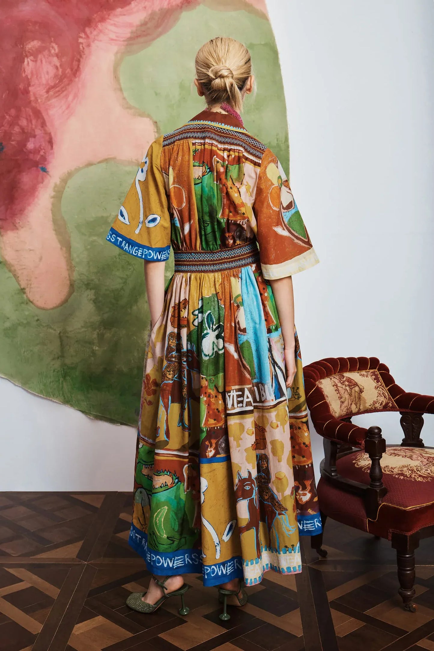 Abstract Animal Print Shirt Midi Dress