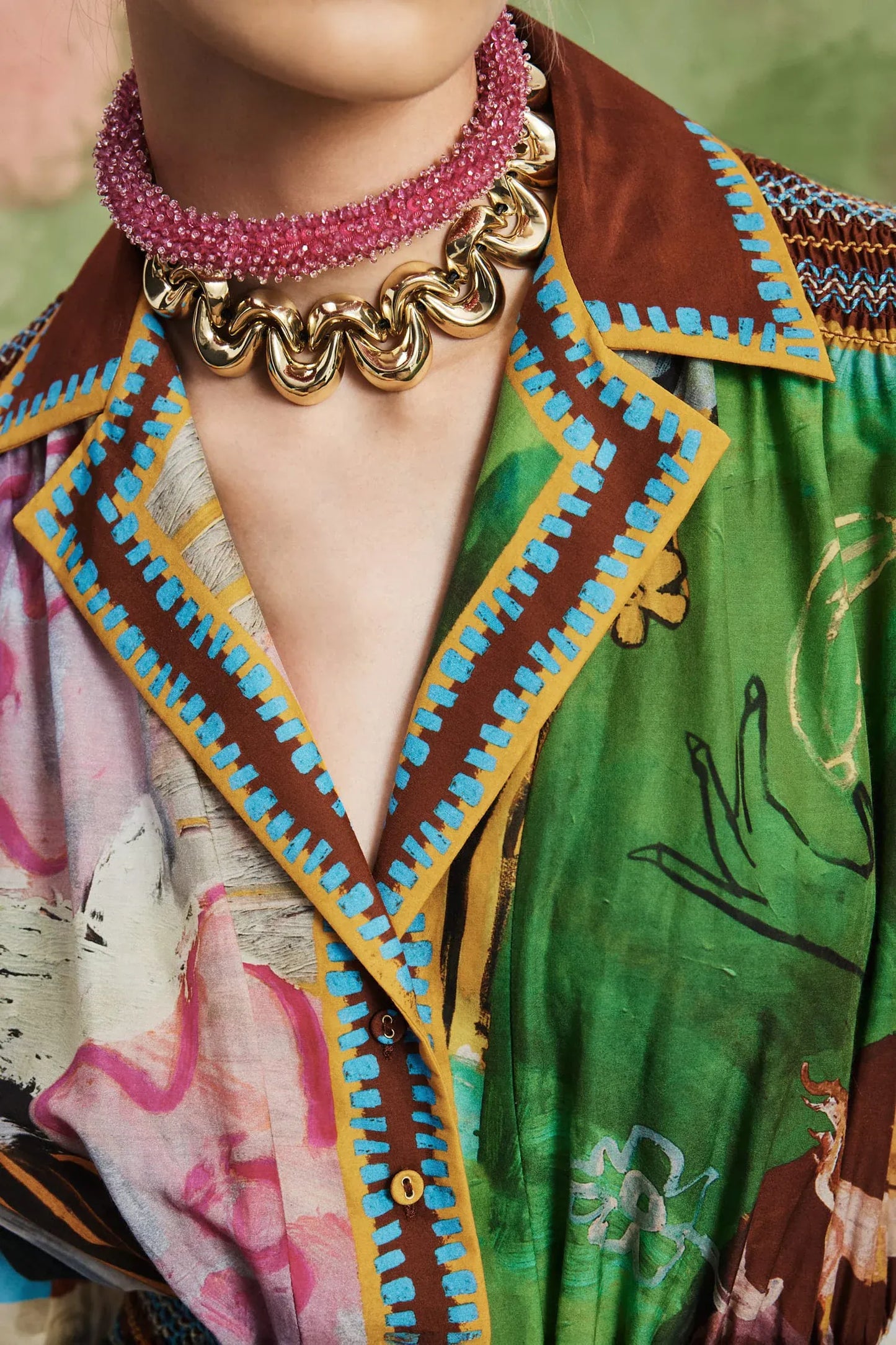 Abstract Animal Print Shirt Midi Dress