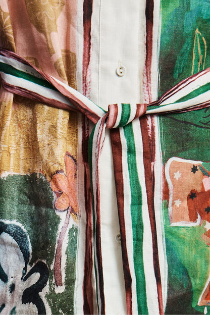 Alemais Color Block Art Print Shirt Mini Dress