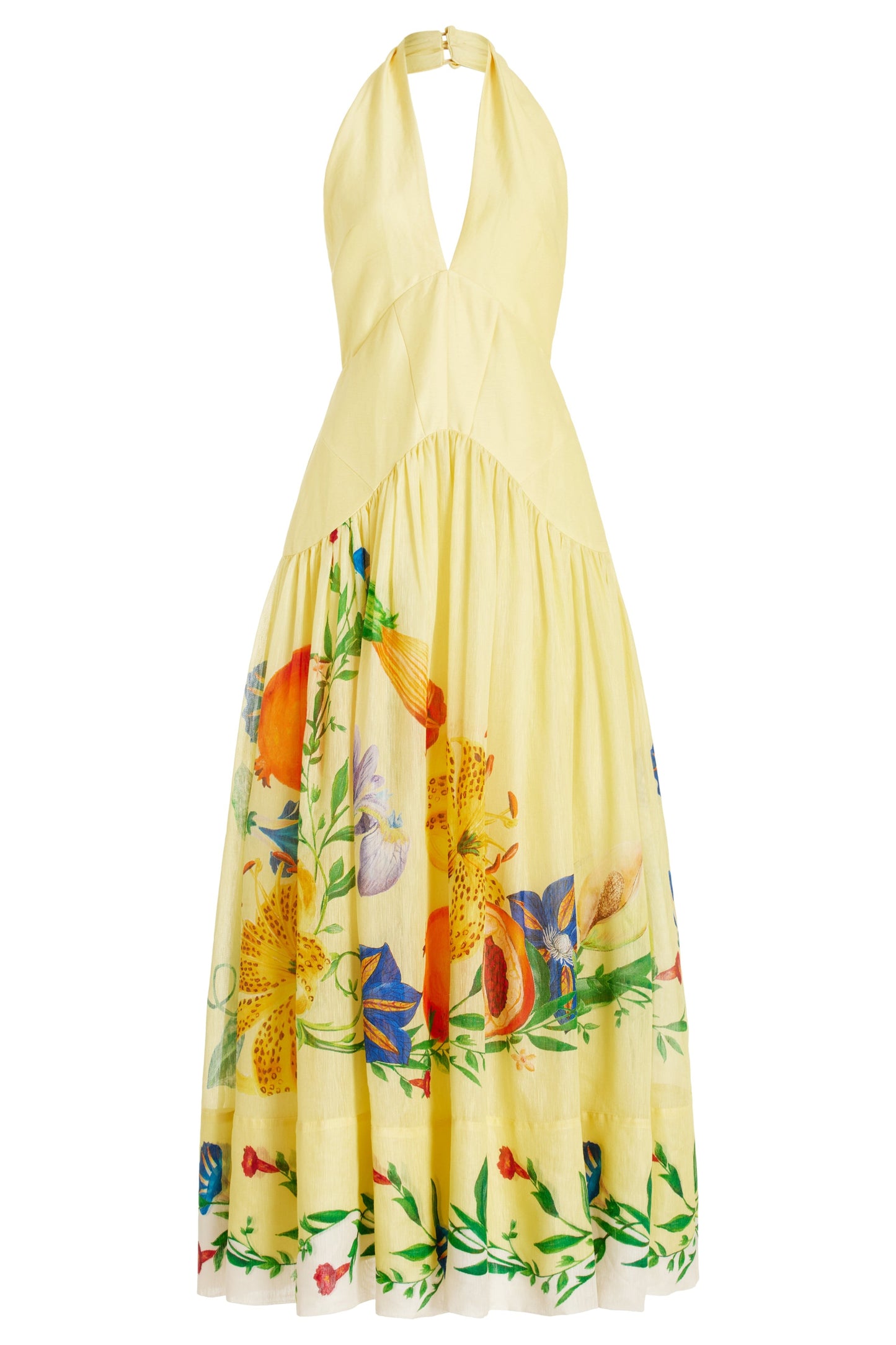 Dahlia Linen-Blend Halter maxi dress - yellow
