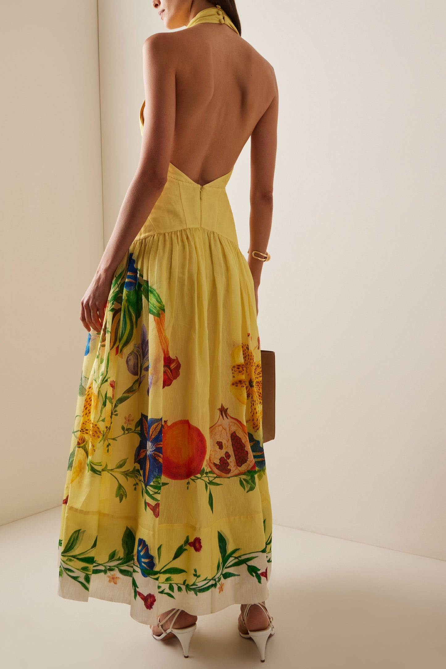 Dahlia Linen-Blend Halter maxi dress - yellow