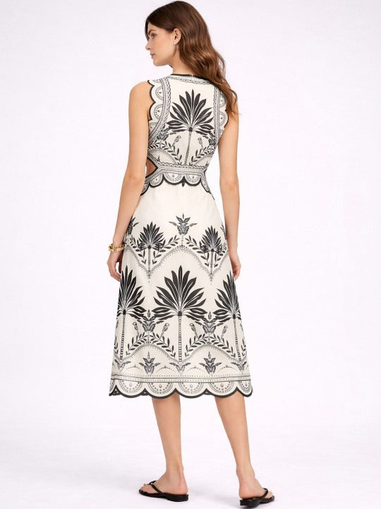 Floral Print Fit & Flare Midi Dress