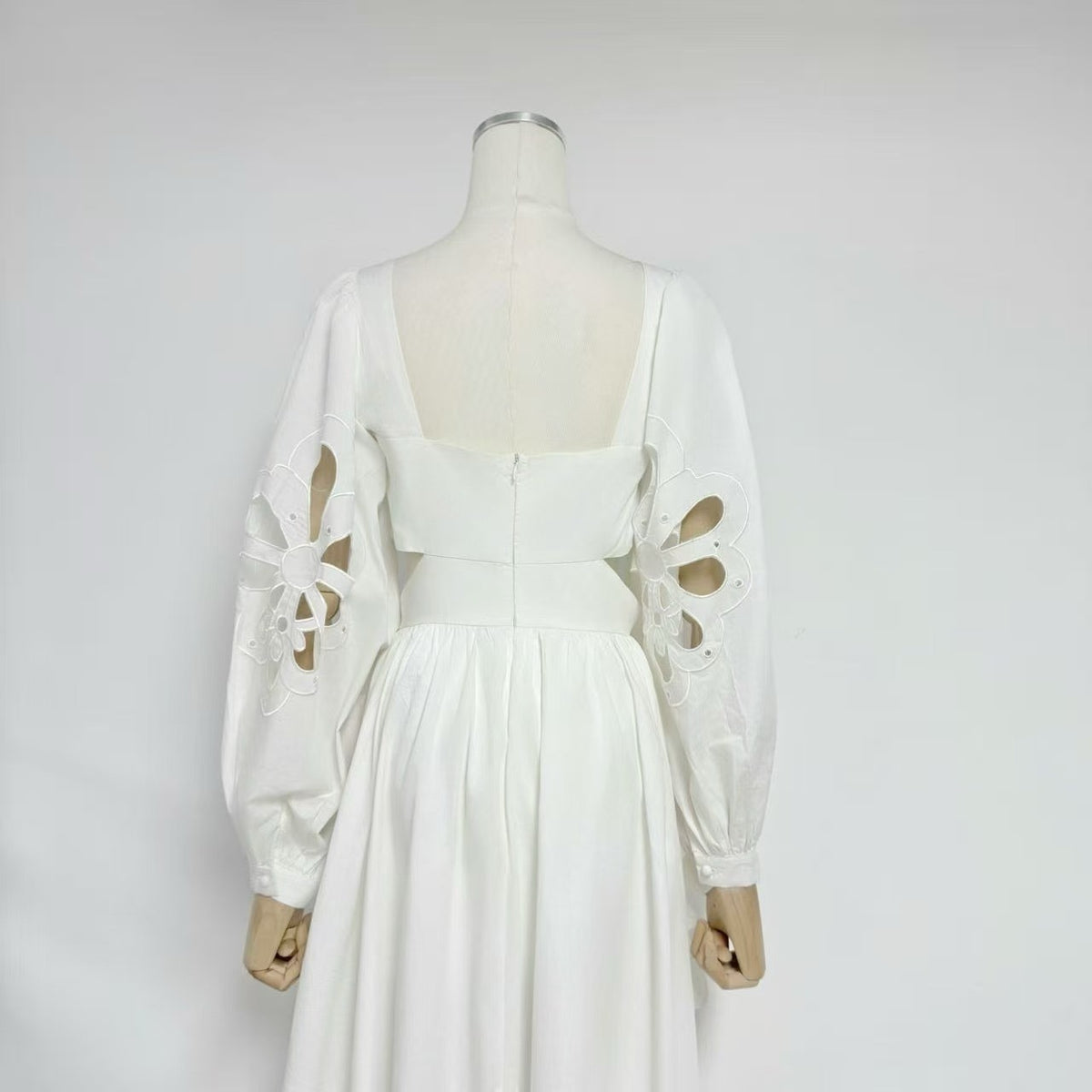 White Ruffle High-Low Cut-Out Midi Dress Premium Fabric - product view 13
