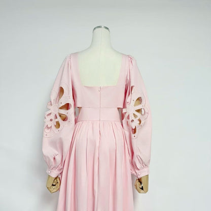 Pink Floral Cut-Out Tiered Dress Premium Fabric - product view 8