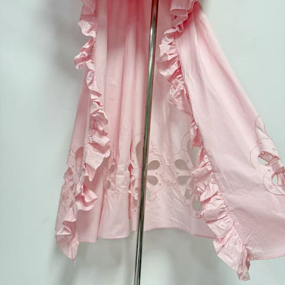 Pink Floral Cut-Out Tiered Dress Premium Fabric - product view 10