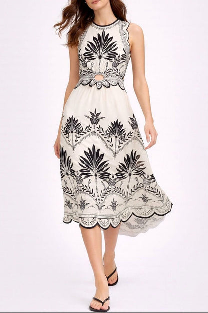 Floral Print Fit & Flare Midi Dress
