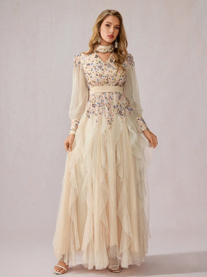 Apricot Multicolor Sequin Dress