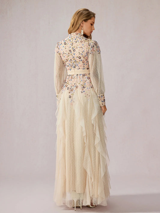 Apricot Multicolor Sequin Dress