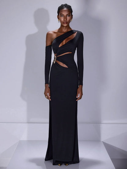 Asymmetric Cut-Out Maxi Dress