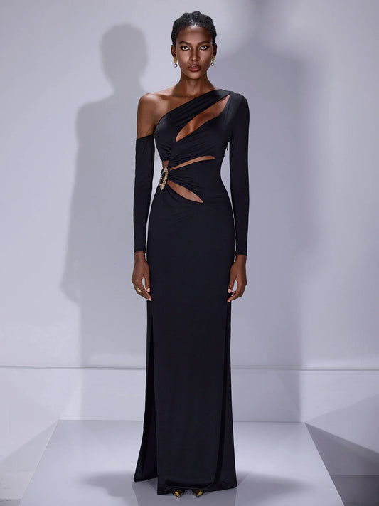 Asymmetric Cut-Out Maxi Dress