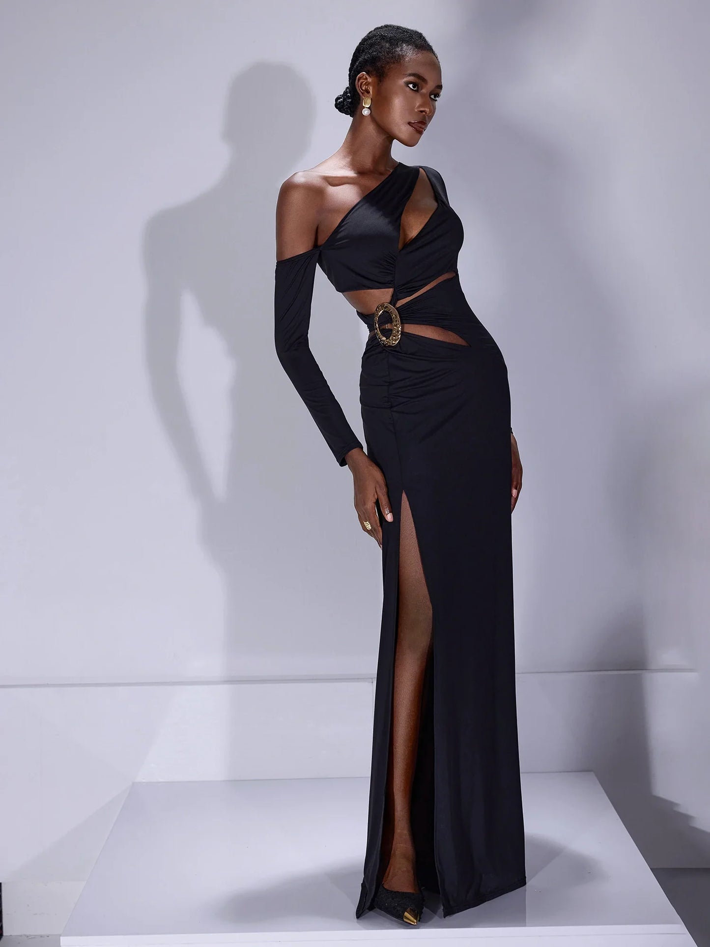 Asymmetric Cut-Out Maxi Dress