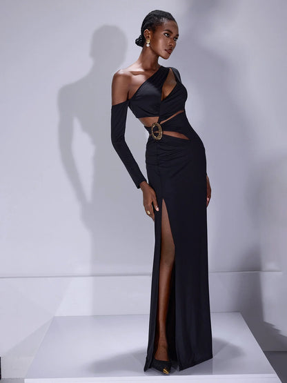 Asymmetric Cut-Out Maxi Dress