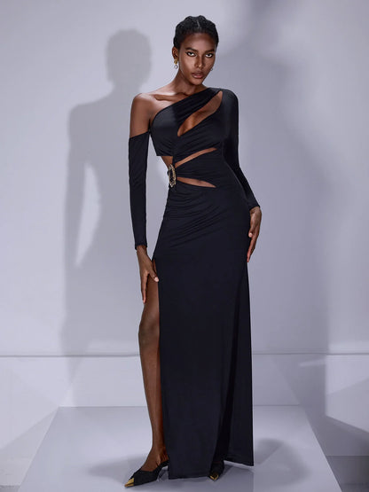 Asymmetric Cut-Out Maxi Dress