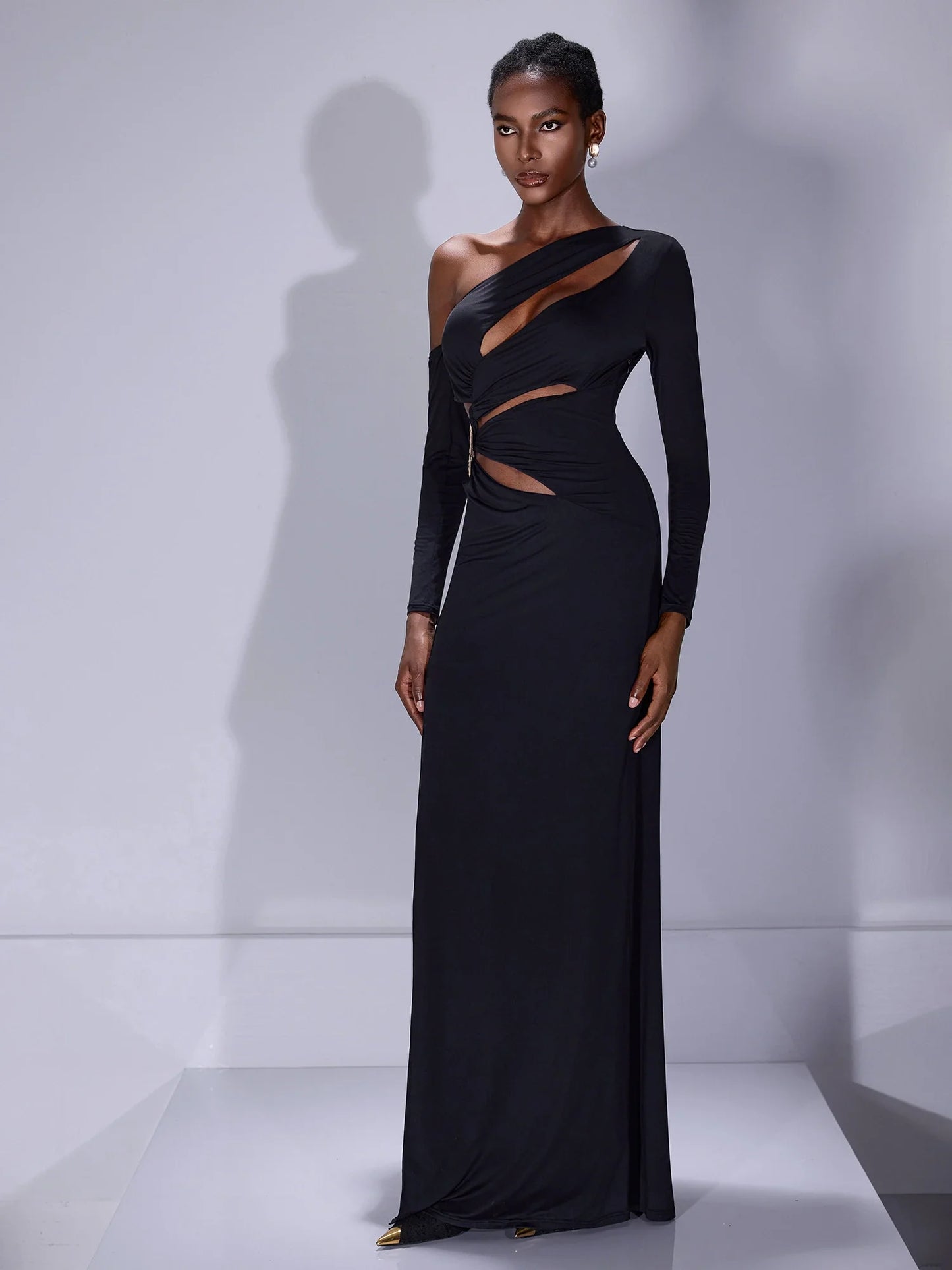 Asymmetric Cut-Out Maxi Dress