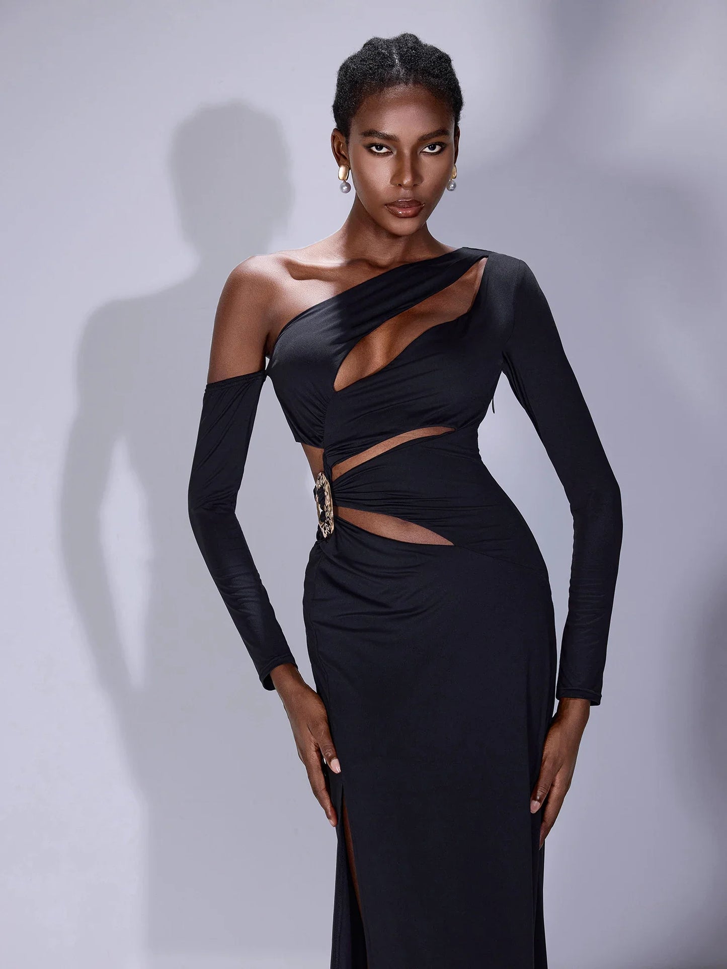 Asymmetric Cut-Out Maxi Dress