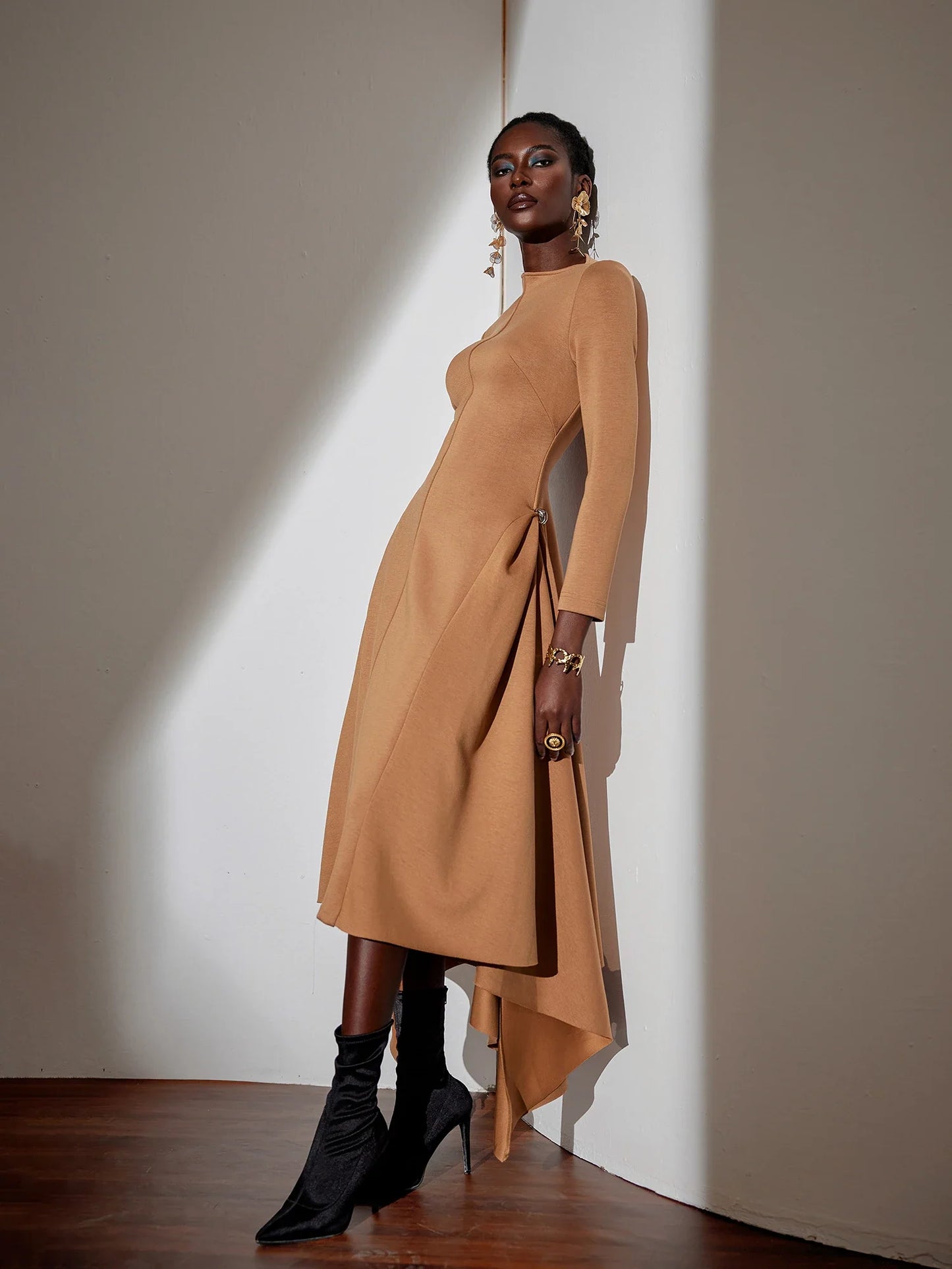 Asymmetric One-Shoulder Flowy Maxi Dress