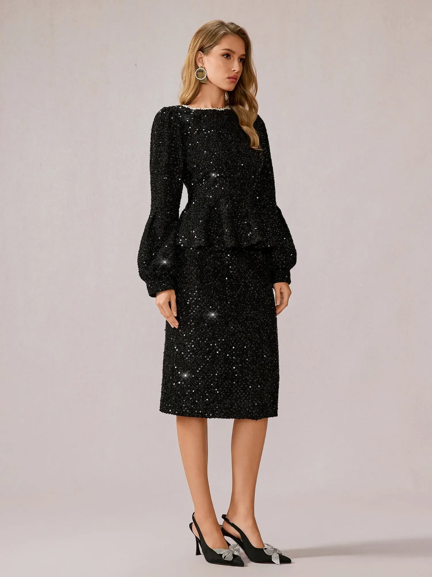 Black Sparkly Daily Two-Piece Set