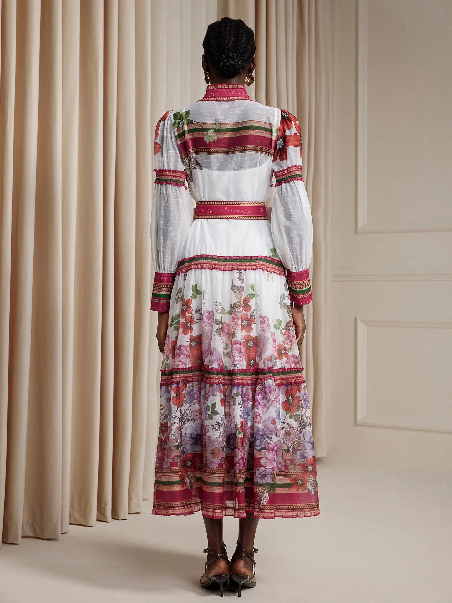 Boho High-Neck Printed Maxi Dress