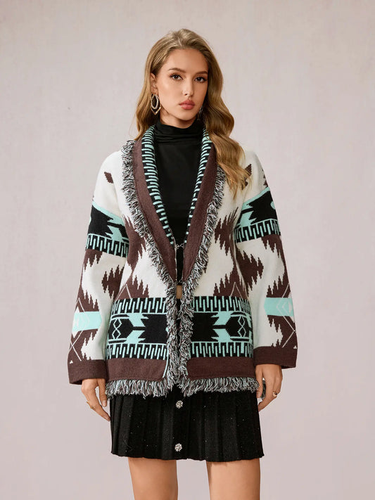 Boho Tassel Open Front Daily Knit Cardigan