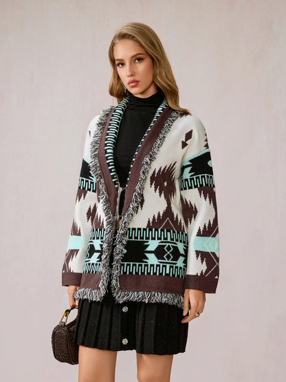 Boho Tassel Open Front Daily Knit Cardigan