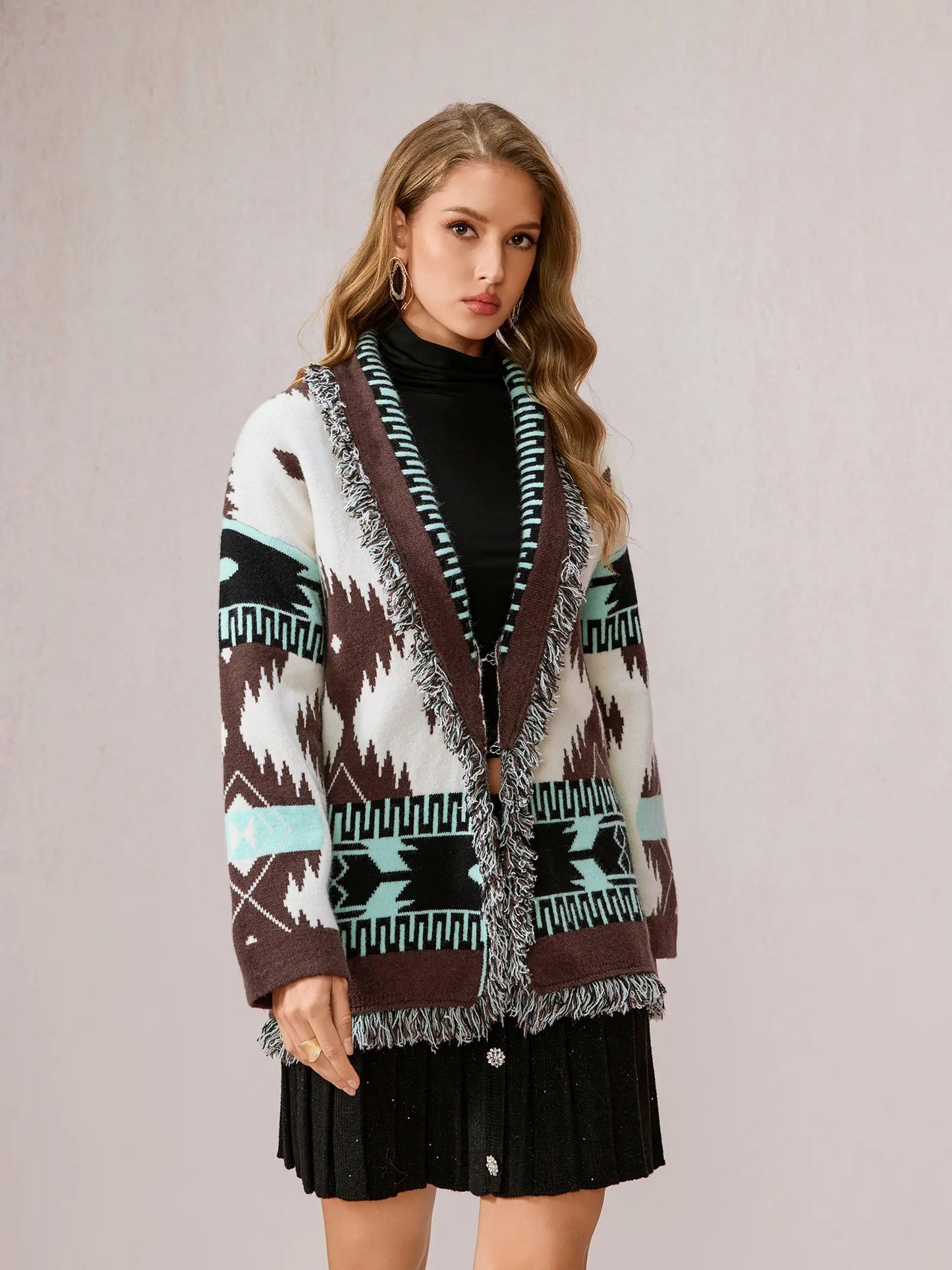 Boho Tassel Open Front Daily Knit Cardigan