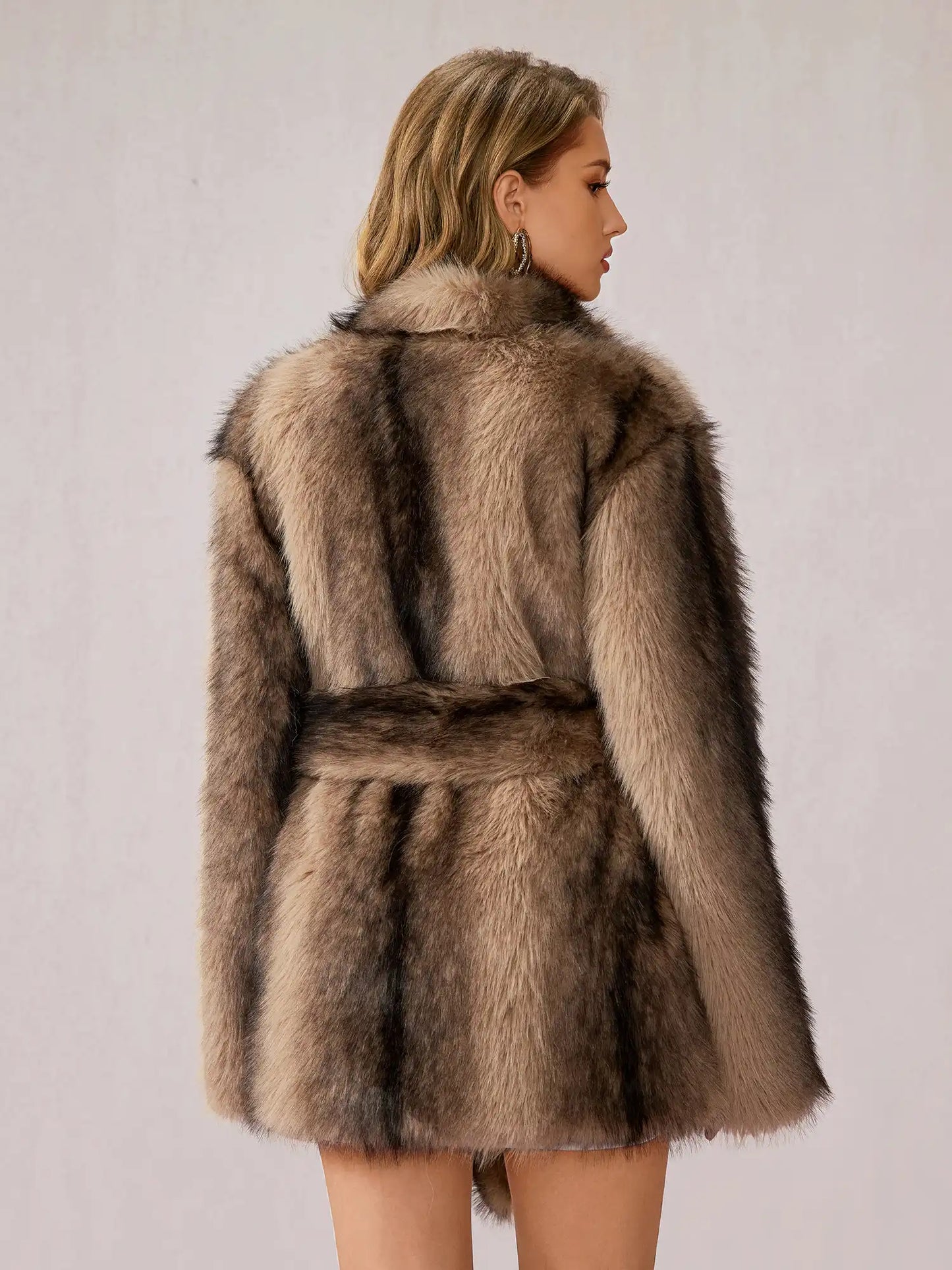 Brown Fuzzy Turtleneck Coat