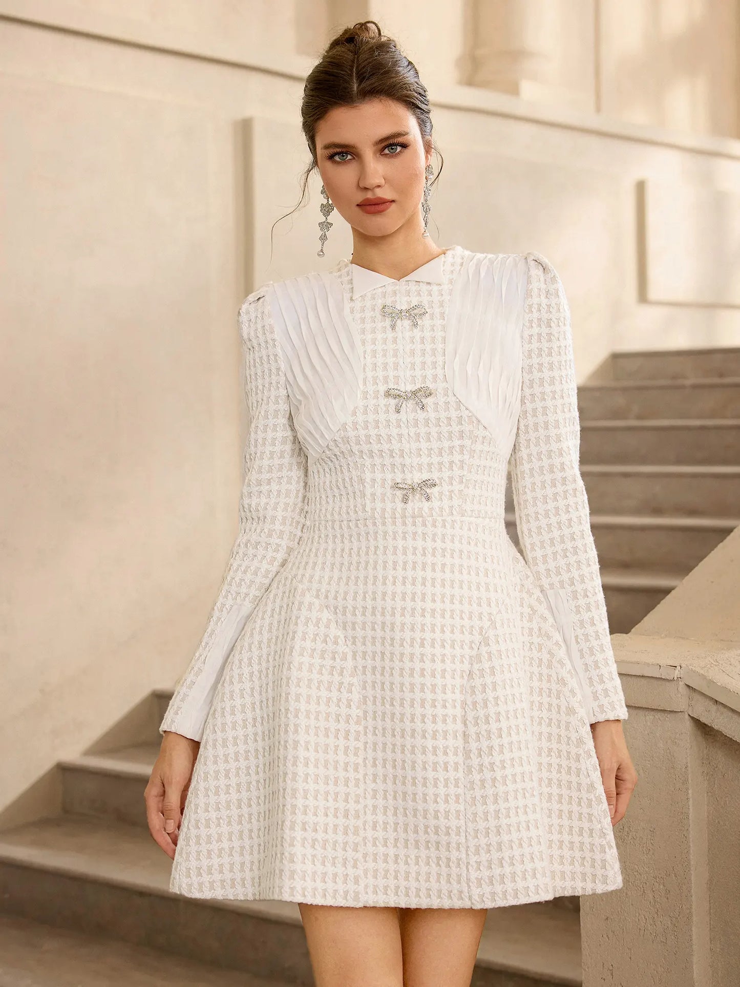 Butterfly Mesh Grid Mini Dress