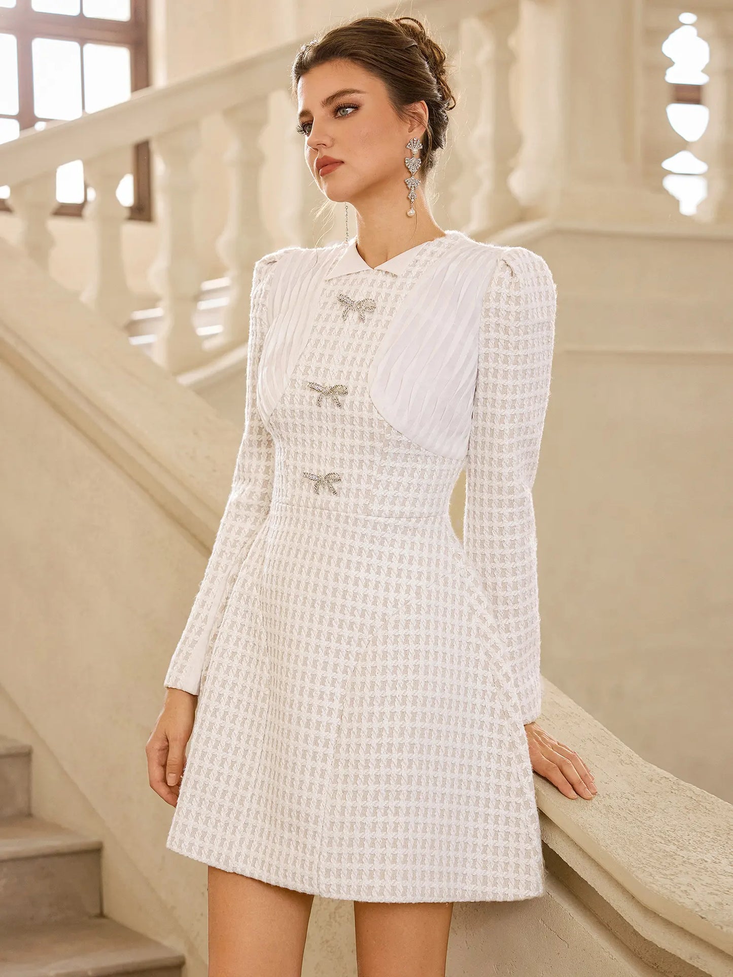 Butterfly Mesh Grid Mini Dress