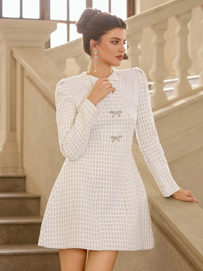 Butterfly Mesh Grid Mini Dress