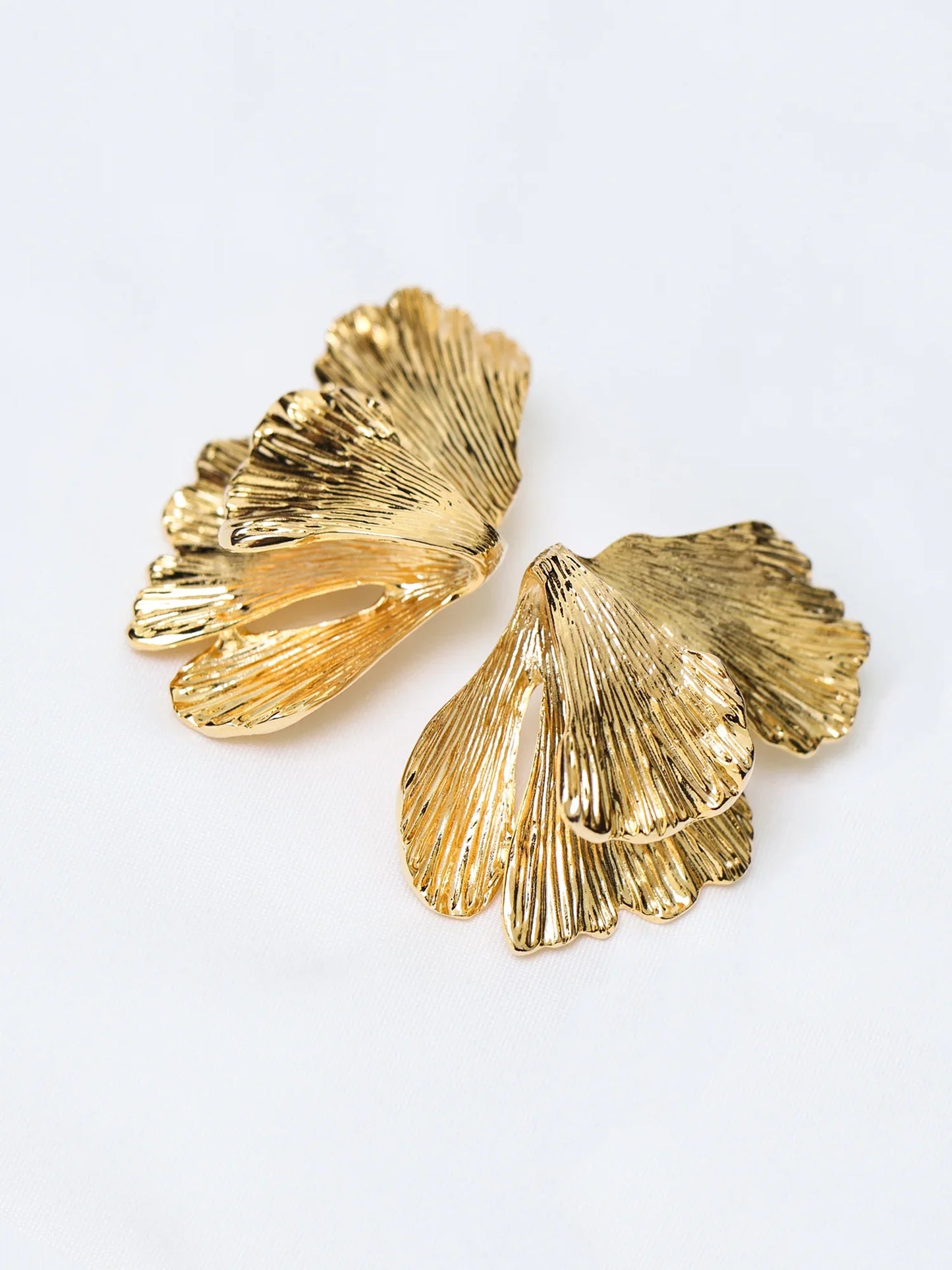 Chunky Ginkgo Leaf Dangle Earrings