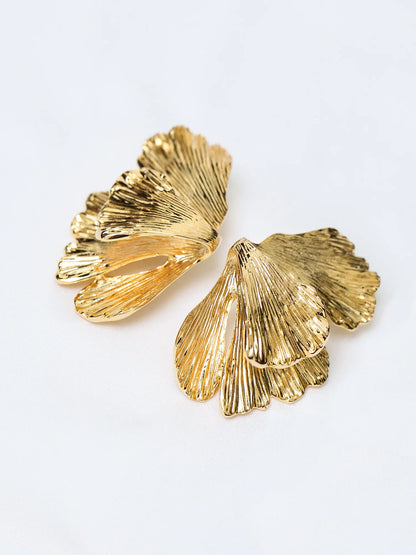 Chunky Ginkgo Leaf Dangle Earrings