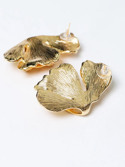Chunky Ginkgo Leaf Dangle Earrings