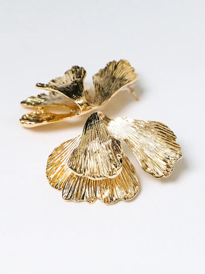 Chunky Ginkgo Leaf Dangle Earrings