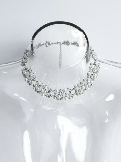 Elegant Rhinestone Necklace Earrings Set