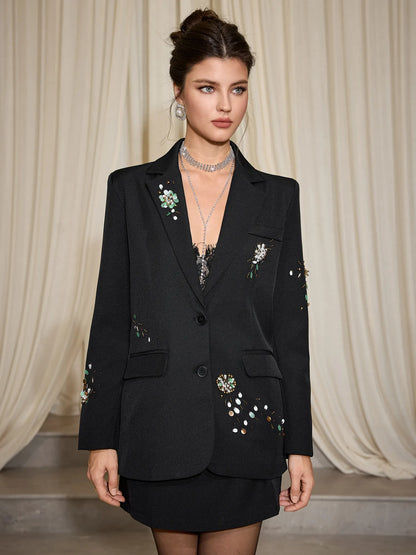 Black 3D Floral Athleisure Jacket
