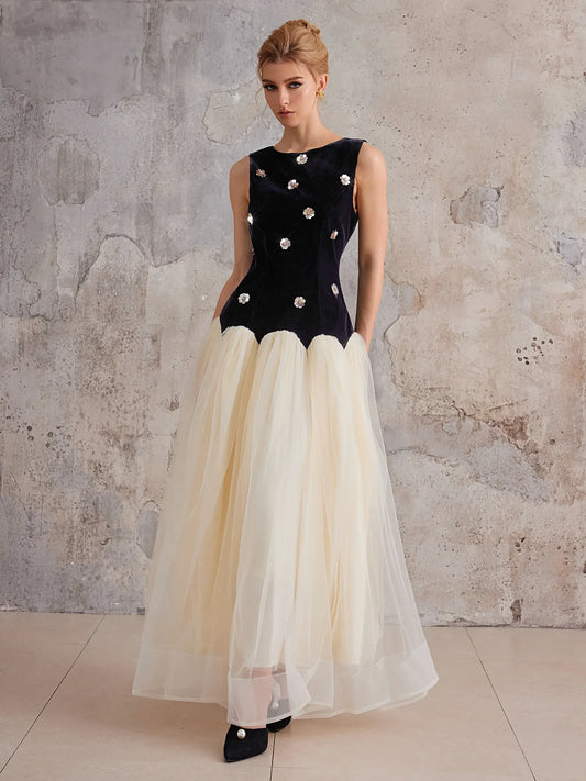 Empire-Waist Sleeveless Midi Dress
