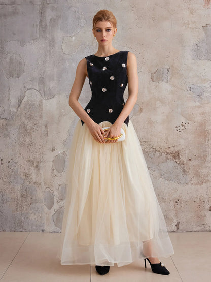 Empire-Waist Sleeveless Midi Dress
