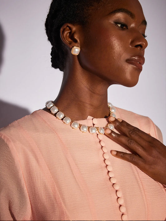 Fashion Stylish Beaded Necklace Earrings Set